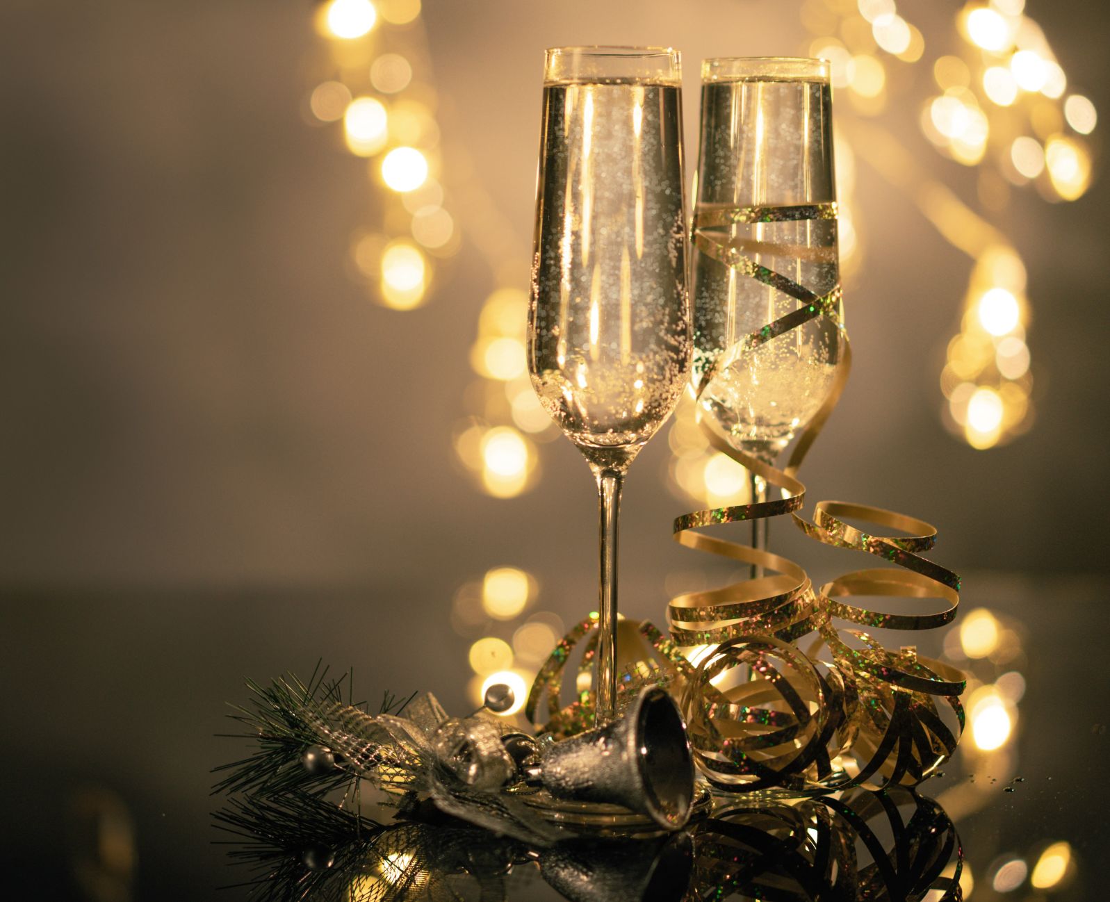 Two Celebratory Wine Glasses for NYE